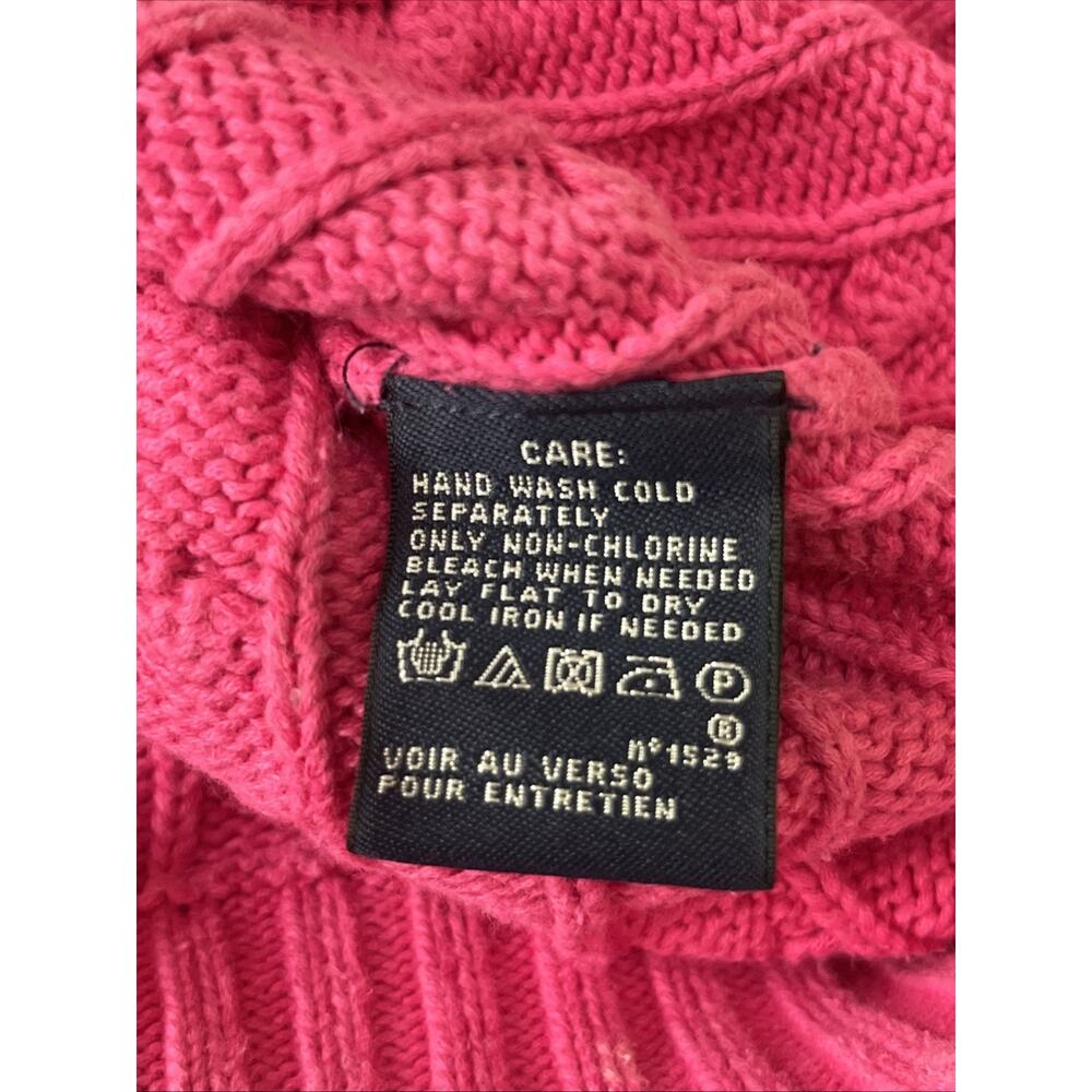 Vintage Ralph Lauren Sport Women's Cable Knit Sweater Size Medium Pink w/yellow - Picture 9 of 13